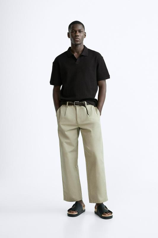 TEXTURED POLO SHIRT WITH RIBBED TRIMS