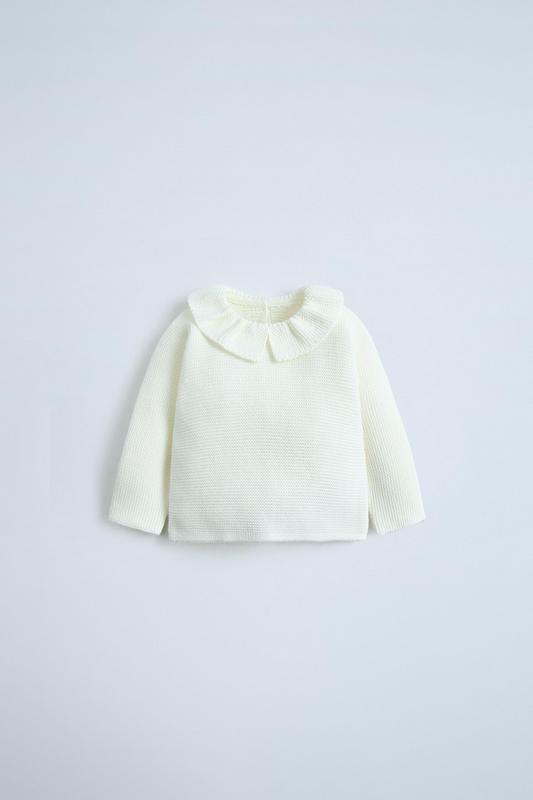 KNIT SWEATER WITH RUFFLE TRIM