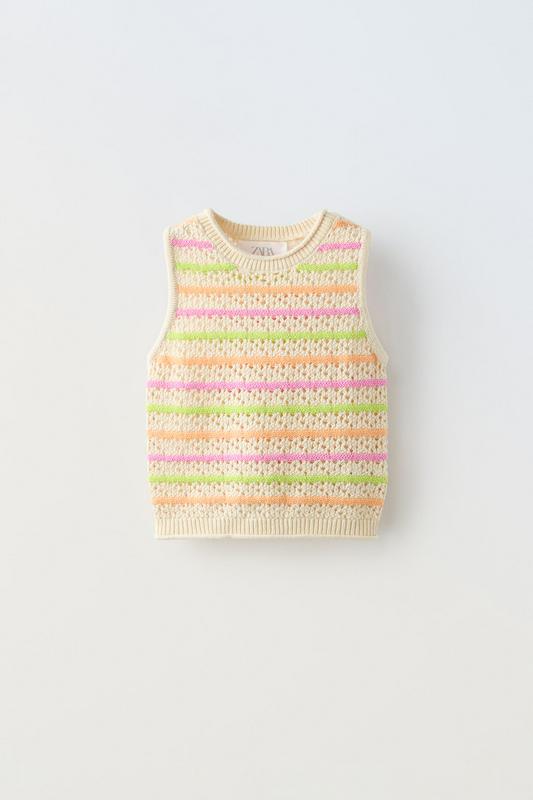 STRIPED KNIT CROCHET TOP