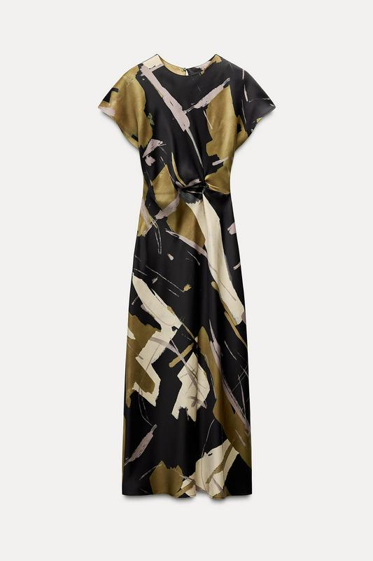 PRINTED CREPE MIDI DRESS